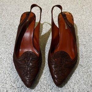 Max Studio leather slingback kitten heels Size 7